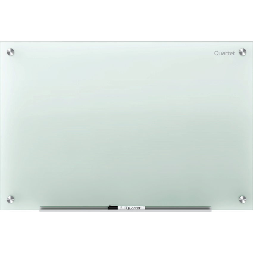 U Brands Floating Glass Dry-Erase Monthly Calendar Board, 36 x 36 Inches, White Frosted Surface, Frameless
