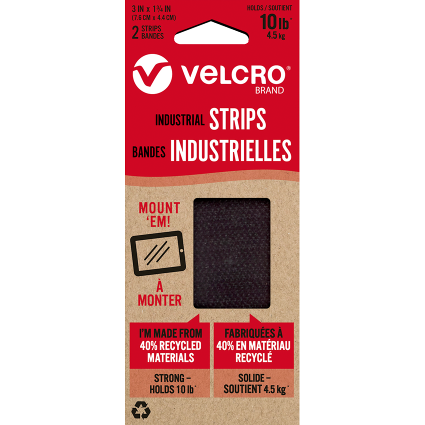 Velcro® Brand Combo Industrial Strips Pack - 2 x 15', Black