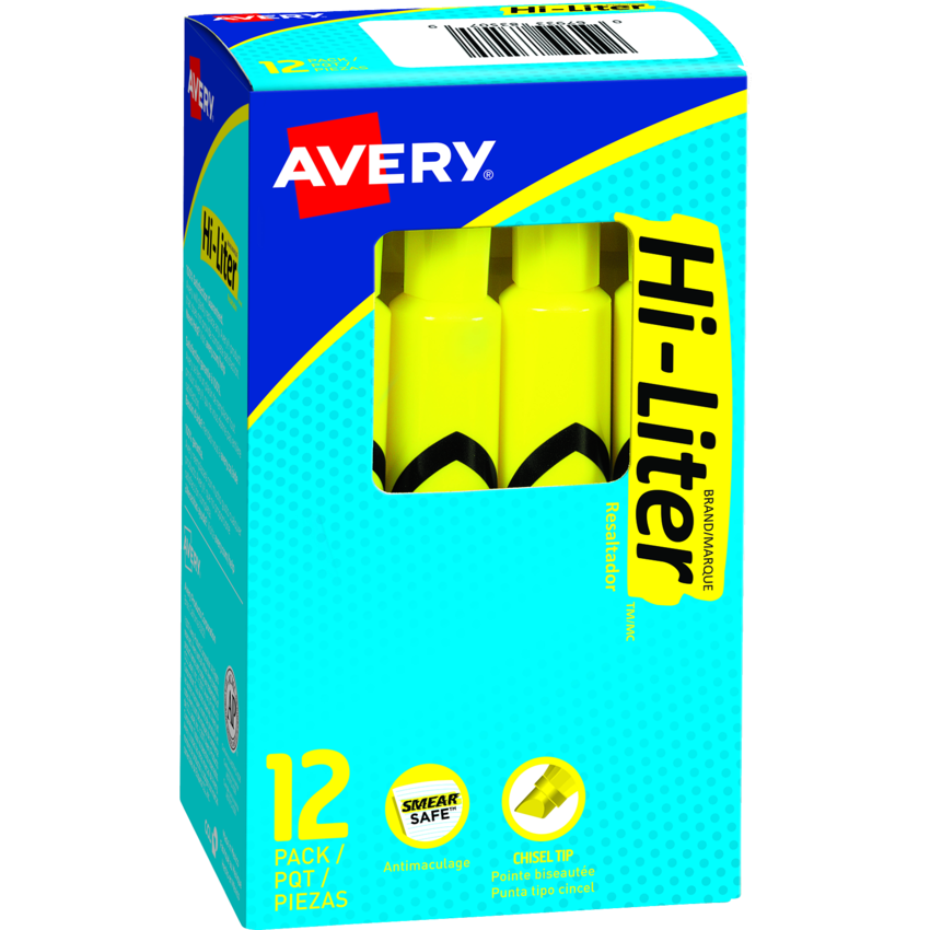 Avery Hi-Liter Desk Style Fluorescent Purple Highlighter - 12 Pack