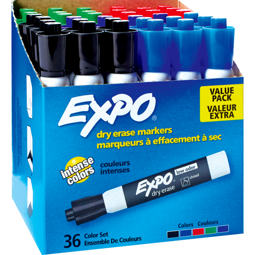 Quartet Dry Erase Markers, Whiteboard Markers, Chisel Tip, EnduraGlide, Bold Color, Blue, 12 Pack | 5 Color Flags